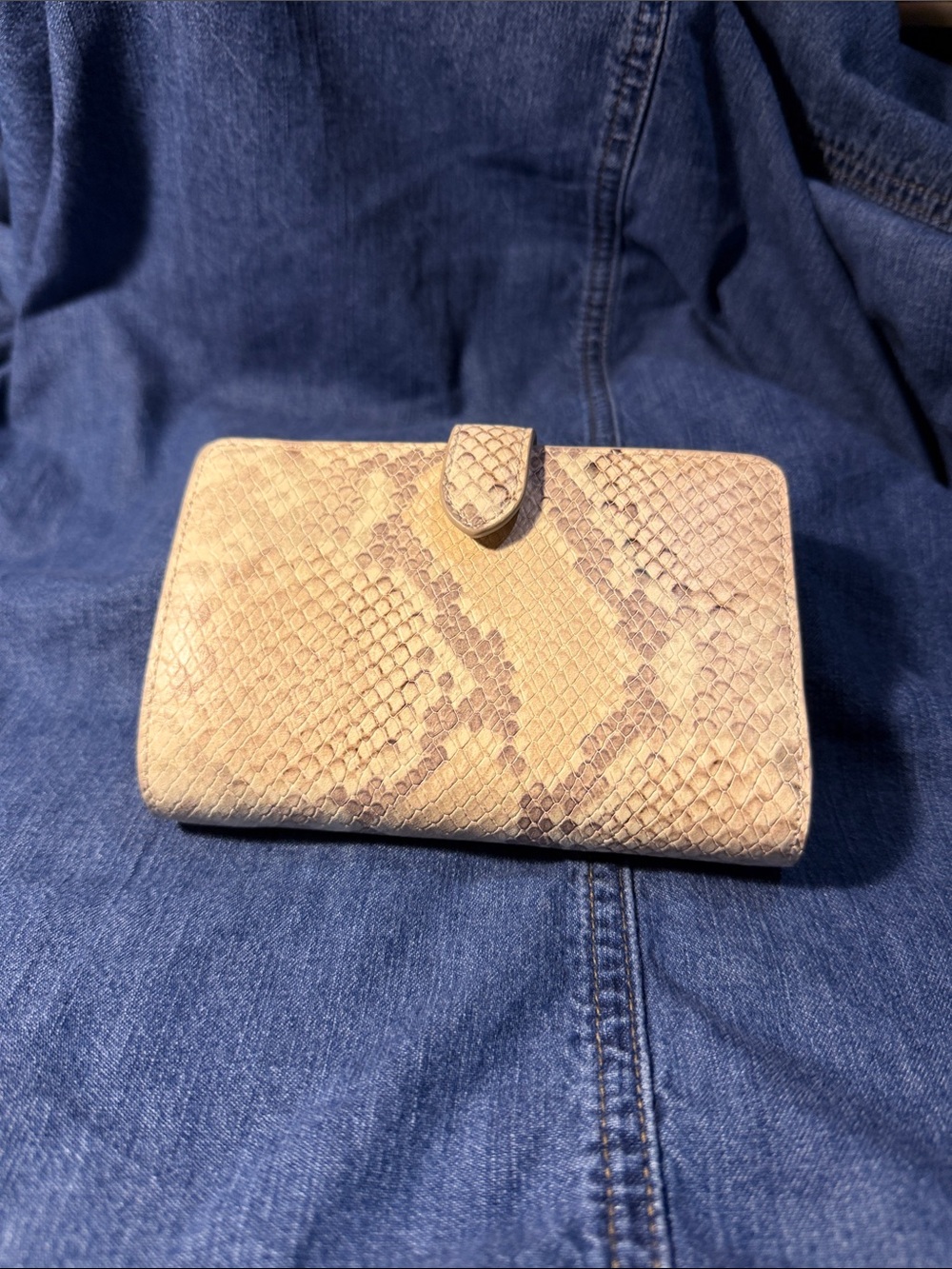 kate spade Beige Snake-Embossed Leather Wallet